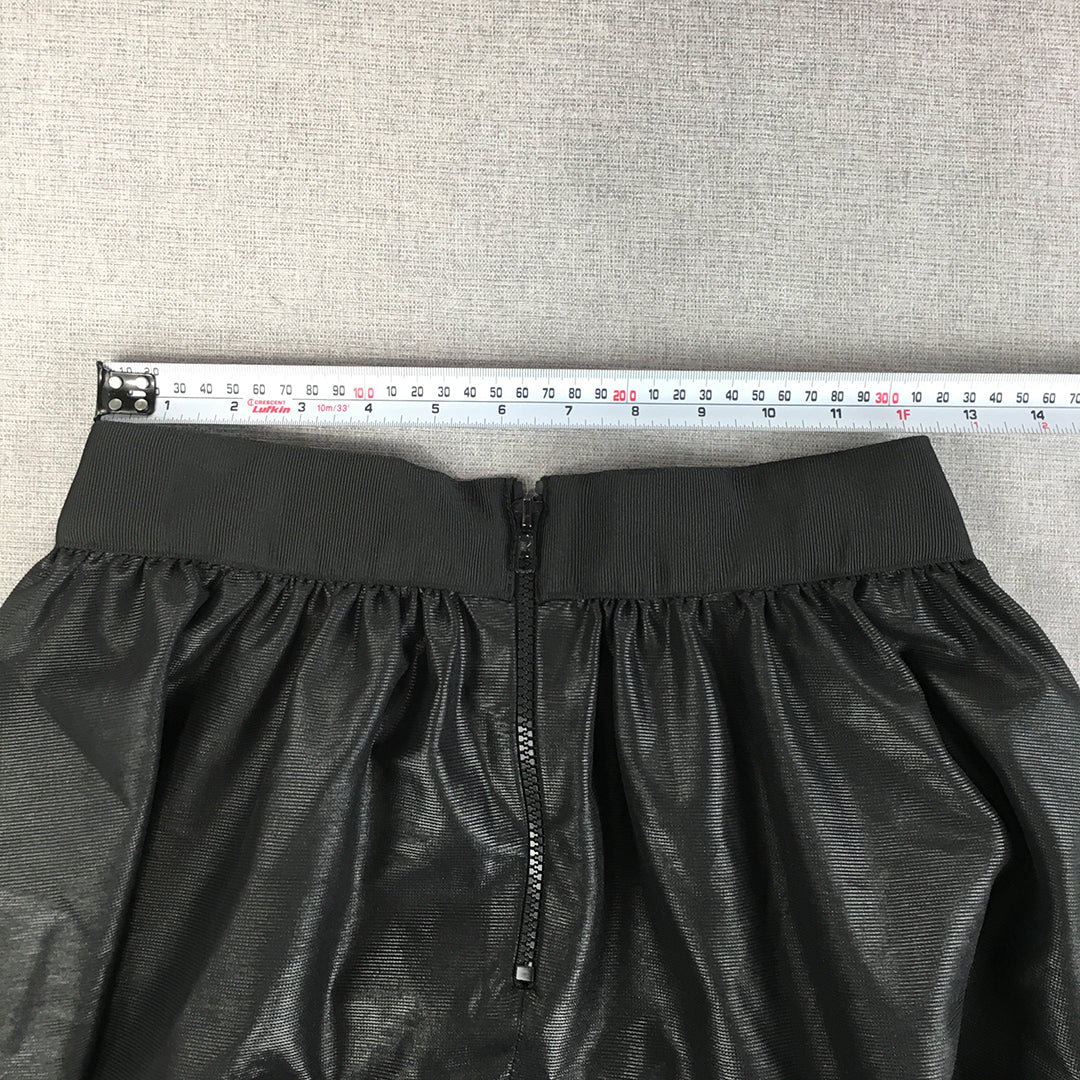 Asos Womens Mini Skirt Size 8 Black Pleated A-Line Elastic Waist