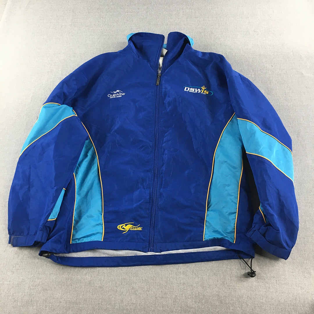 NSW Institute Of Sport Mens Jacket Size L Blue NSWIS AIS Blue Zip-Up Windbreaker