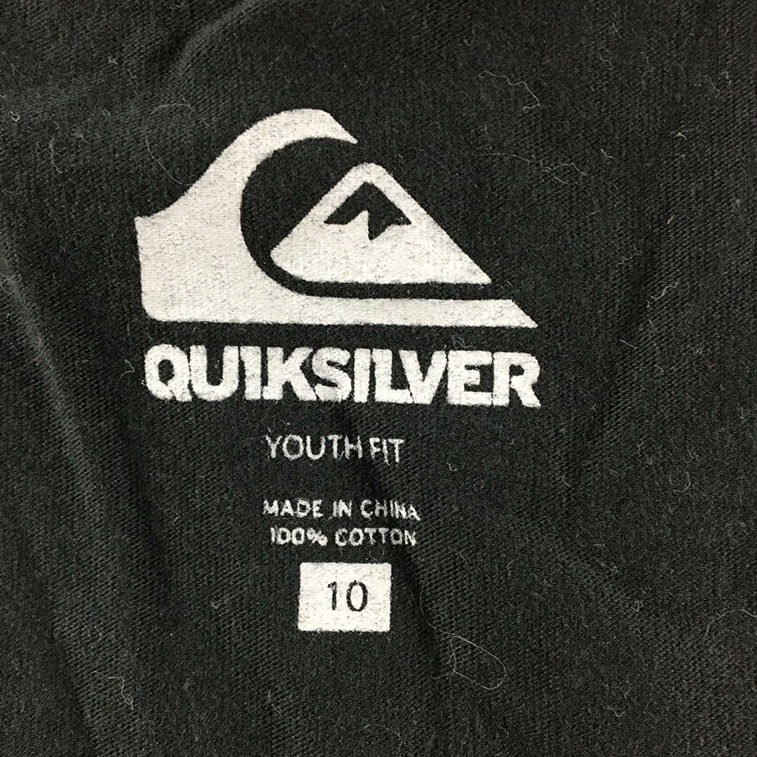 Quiksilver Kids Boys Tank Top Size 10 Black Logo Surf Brand Sleeveless T-Shirt