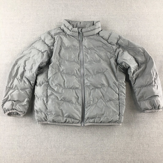 Uniqlo Kids Boys Puffer Jacket Size 4 - 5 Years Grey Zip-Up Pockets Quilted