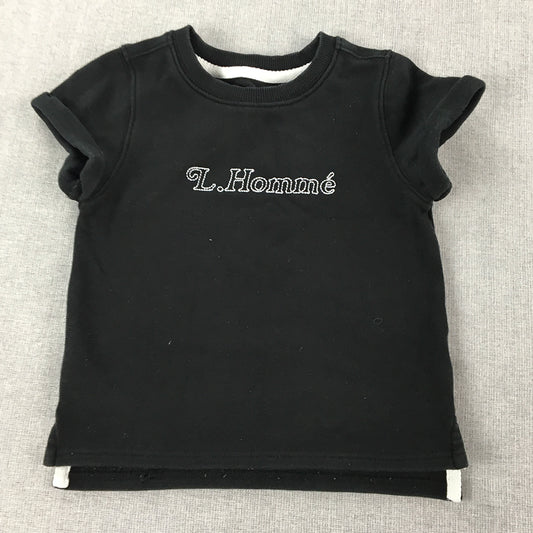 Lil Homme Kids Baby T-Shirt Size 1 - 2 Years Black Logo Short Sleeve Top