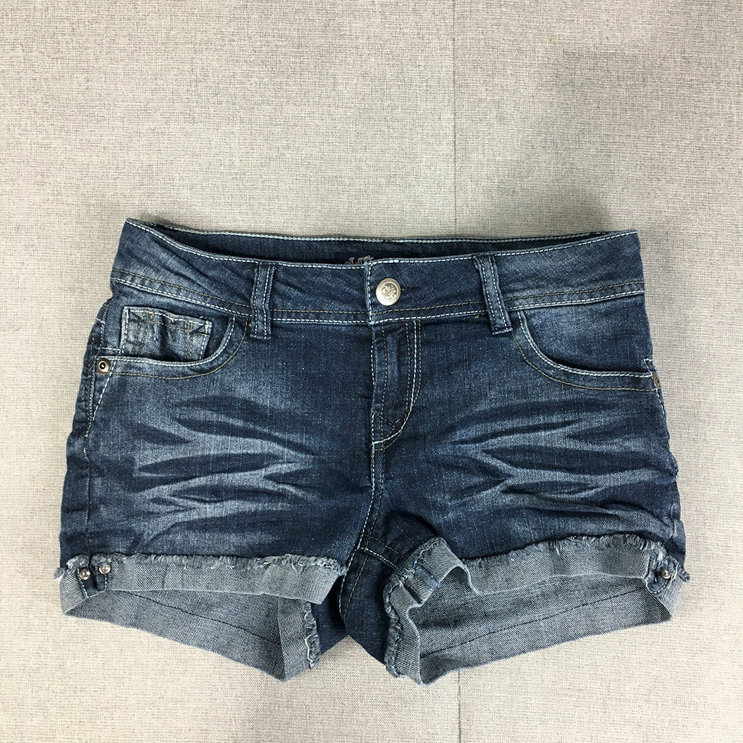 Wall Flower Womens Denim Shorts Size 9 (W29) Blue Clawmark Bermuda