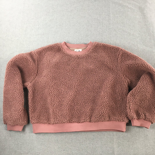 Calli Womens Fleece Sweater Size 14 Pink Crew Neck Pullover Jumper