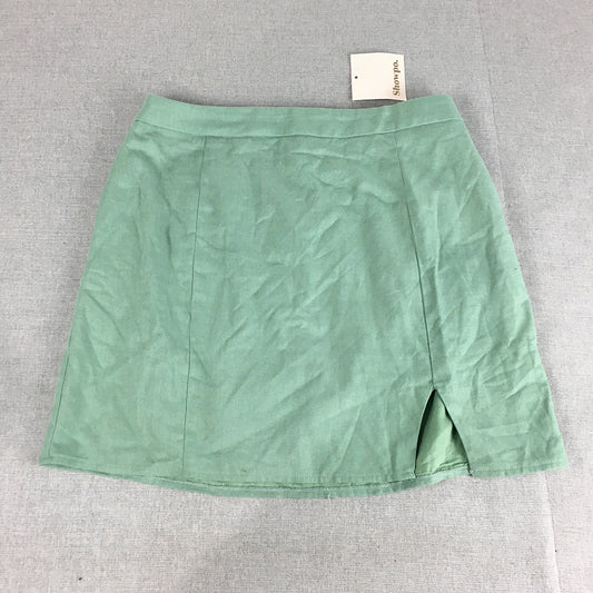 NEW Showpo Womens Linen Mini Skirt Size 14 Green