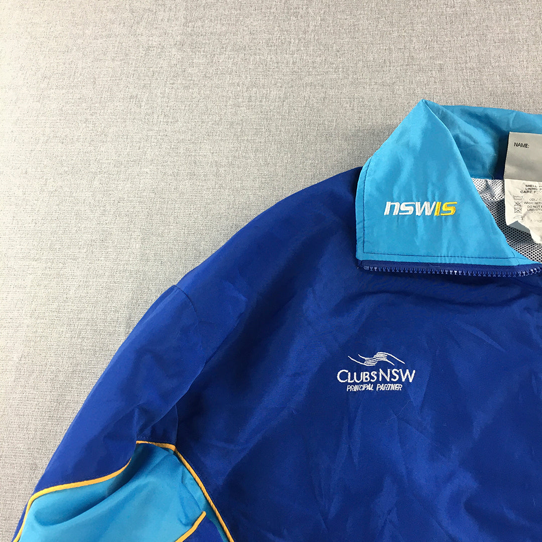 NSW Institute Of Sport Mens Jacket Size L Blue NSWIS AIS Blue Zip-Up Windbreaker