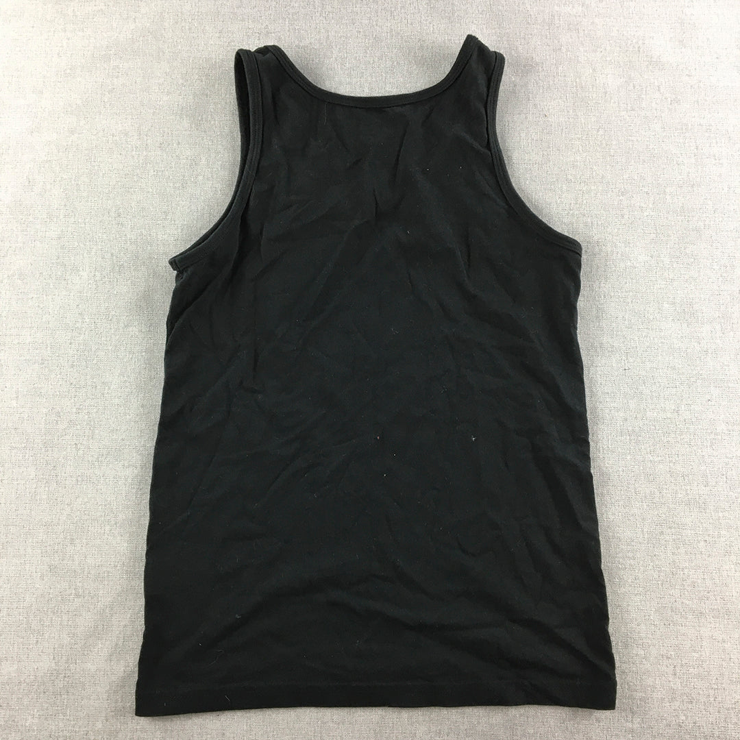 Quiksilver Kids Boys Tank Top Size 10 Black Logo Surf Brand Sleeveless T-Shirt