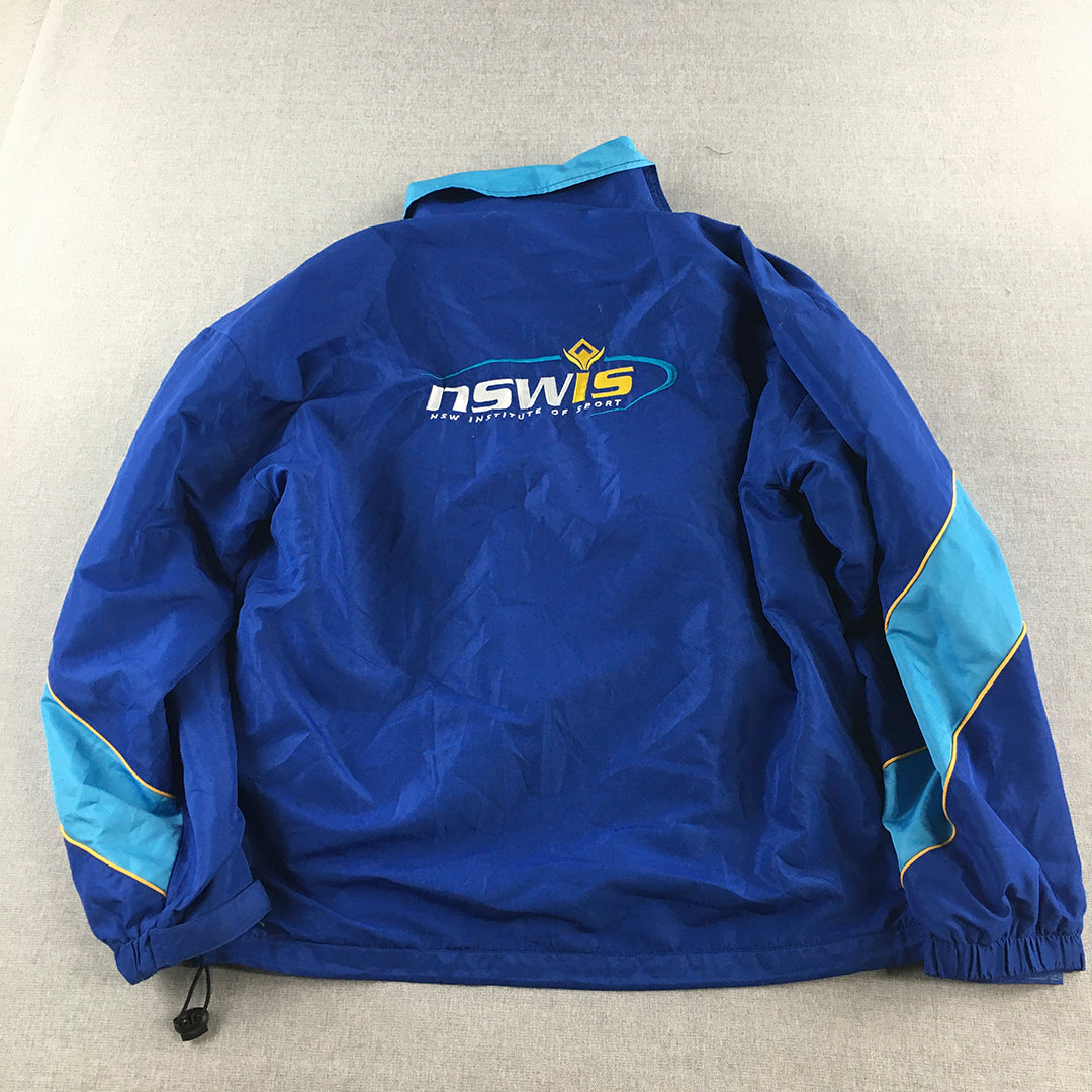 NSW Institute Of Sport Mens Jacket Size L Blue NSWIS AIS Blue Zip-Up Windbreaker