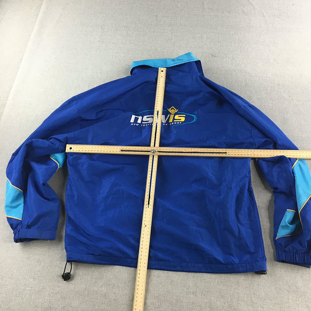 NSW Institute Of Sport Mens Jacket Size L Blue NSWIS AIS Blue Zip-Up Windbreaker