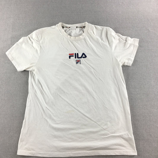 FILA Mens T-Shirt Size L White Embroidered Logo Short Sleeve Tee