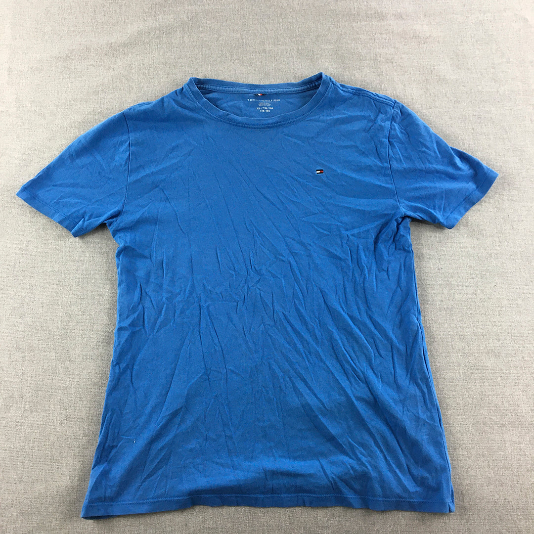 Tommy Hilfiger Kids Boys T-Shirt Youth Size XL Blue Logo Short Sleeve Tee