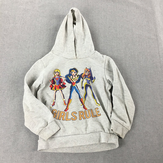 DC Superhero Girls Hoodie Sweater Size 6 Grey Pullover Jumper