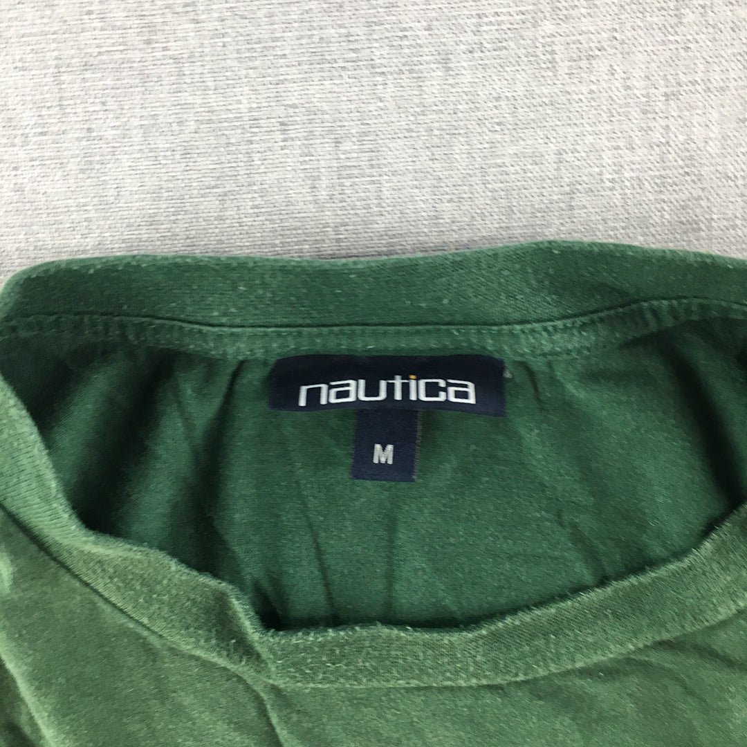 Nautica Mens T-Shirt Size M Green Embroidered Logo Crew Neck Short Sleeve Tee