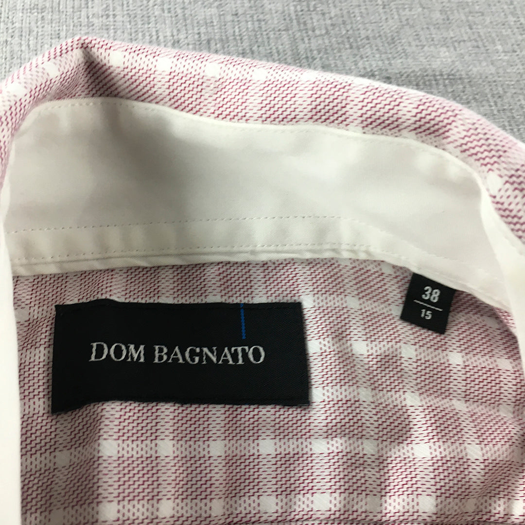 Dom Bagnato Mens Shirt Size S Red White Checkered Long Sleeve Button-Up