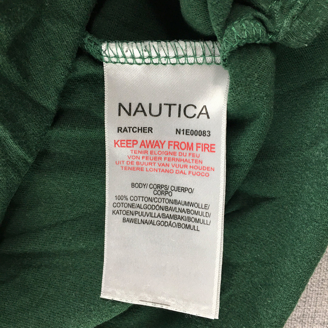 Nautica Mens T-Shirt Size M Green Embroidered Logo Crew Neck Short Sleeve Tee