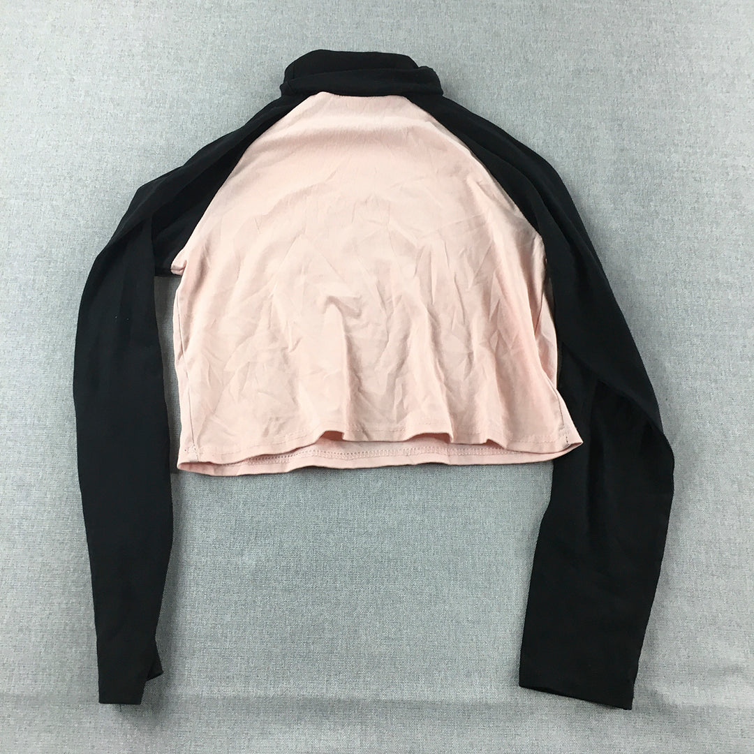 Black Bird Womens Turtleneck Sweater Size S Pink Cropped Jumper