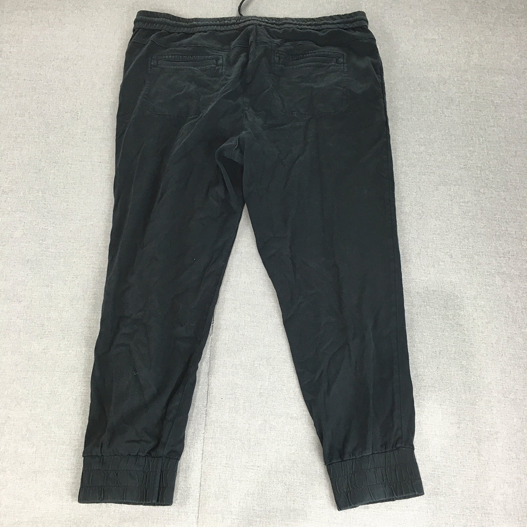 Country Road Mens Jogger Pants Size XL Black Elastic Waist Cuffs Drawstring