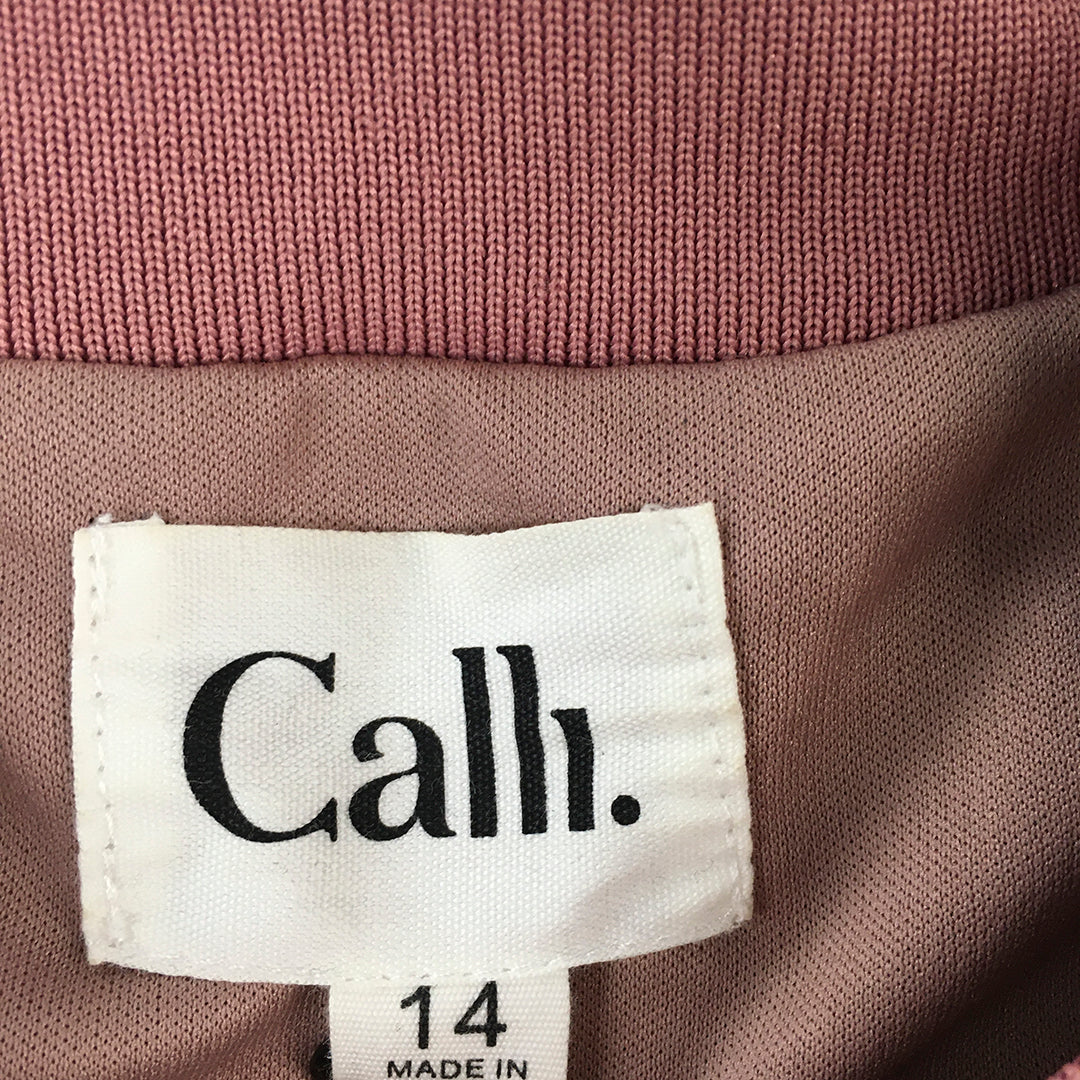 Calli Womens Fleece Sweater Size 14 Pink Crew Neck Pullover Jumper