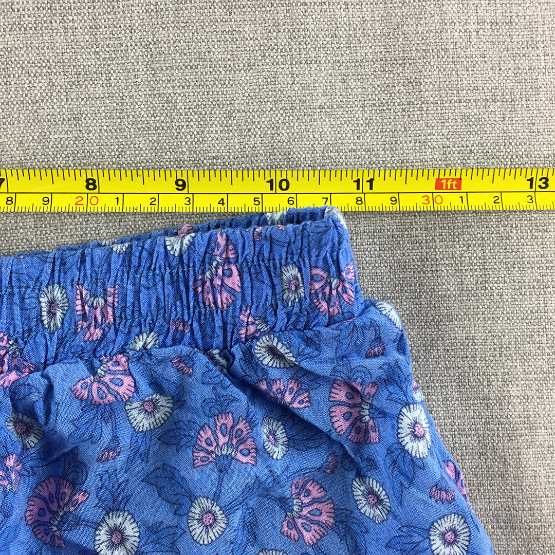 Ally Womens Shorts Size 6 Blue & Pink Floral Drawstring Waist