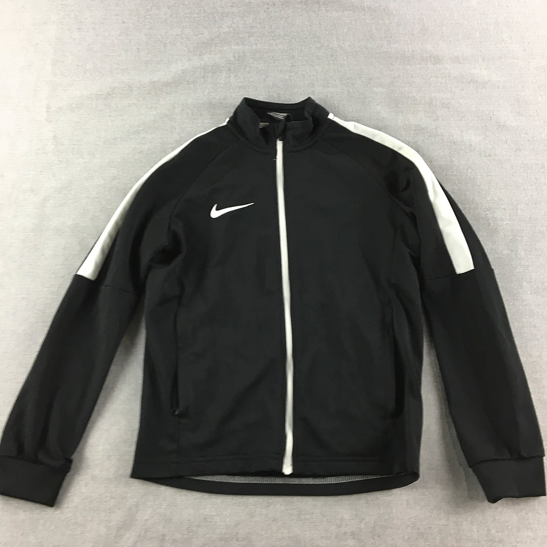 Nike Kids Boys Jacket Youth Size L Black Logo Zip-Up Tracksuit Coat Pockets