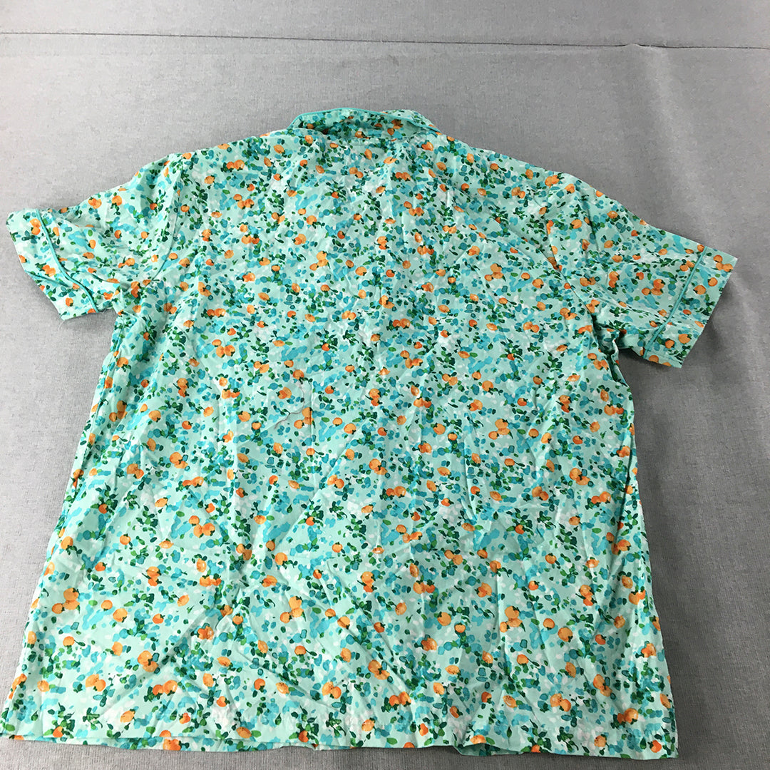 Morgan & Finch Womens Sleep Shirt Size L Blue Floral Button Pajama Top