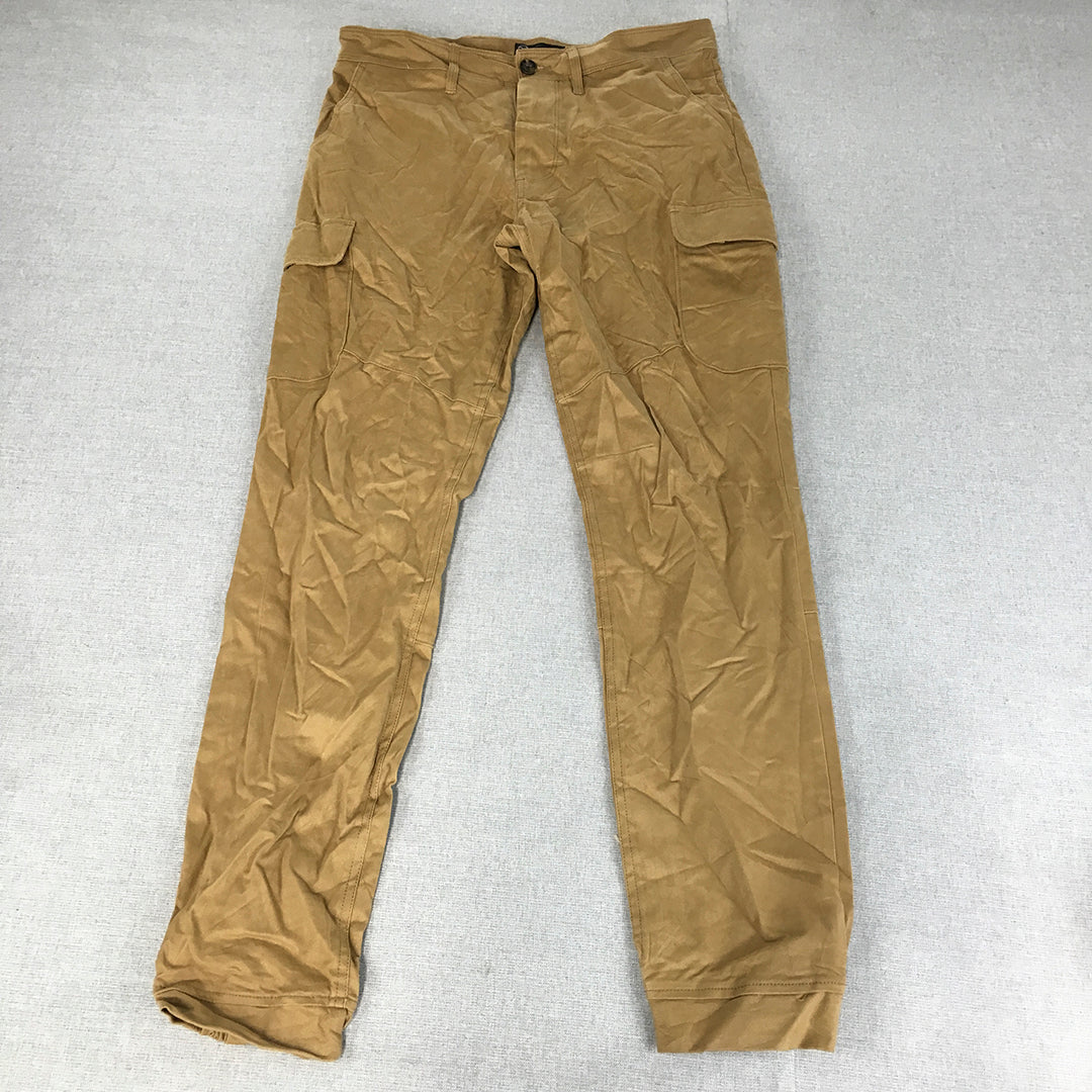 Original Use Mens Cargo Pants Size 30 Brown Pockets Elastic Cuffs Stretch