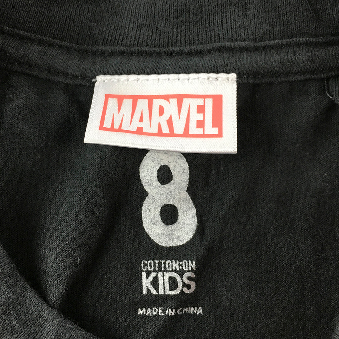 Marvel Avengers Kisd Boys T-Shirt Size 8 Black Captain America Iron Man Hulk