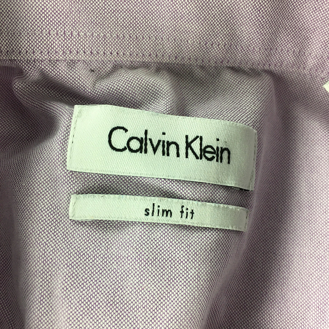 Calvin Klein Mens Shirt Size M Slim Fit Purple Long Sleeve Button-Up Collared