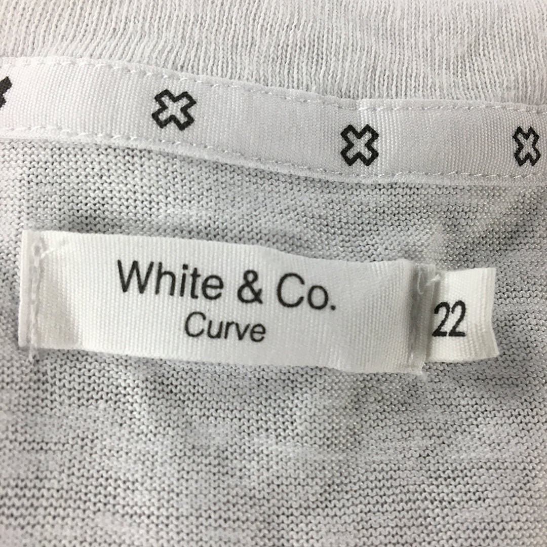 White & Co Curve Womens Top Size 22 Short Sleeve France Paris Crew Neck Shirt