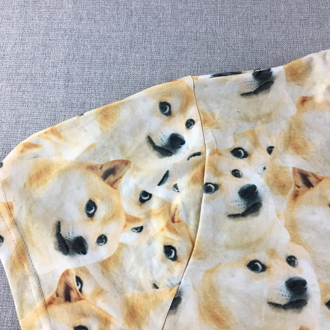 Doge Meme T-Shirt Adult Size M Brown Full Print Shiba Inu Dog Pattern Tee