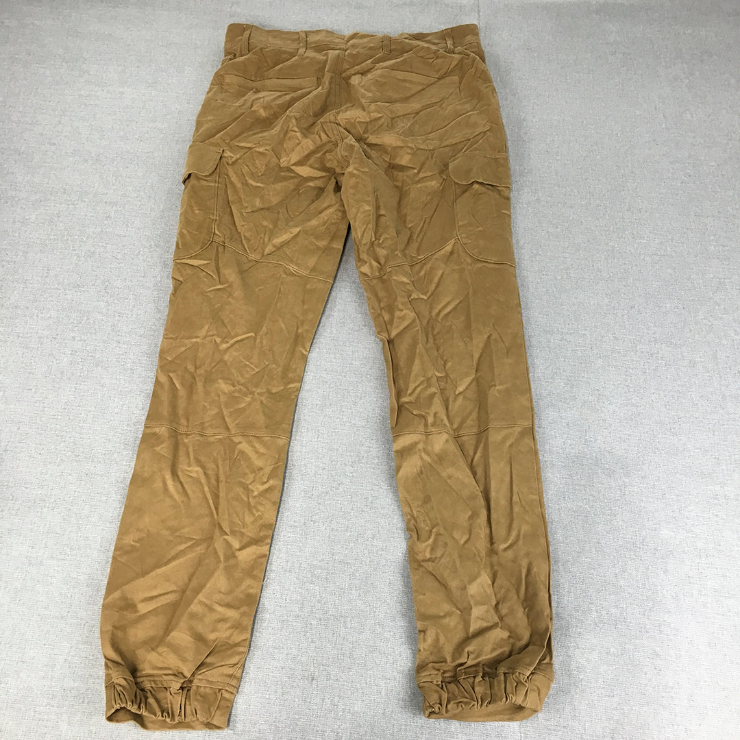 Original Use Mens Cargo Pants Size 30 Brown Pockets Elastic Cuffs Stretch