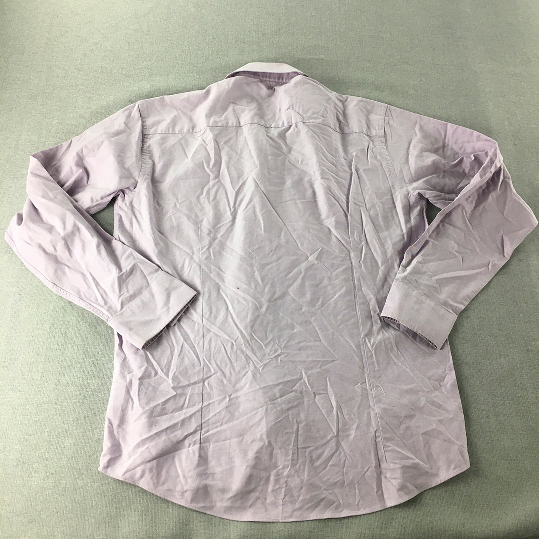 Calvin Klein Mens Shirt Size M Slim Fit Purple Long Sleeve Button-Up Collared