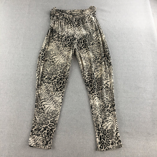 Angel Biba Womens Pants Size 8 Brown Leopard Print Abstract Elastic Waist