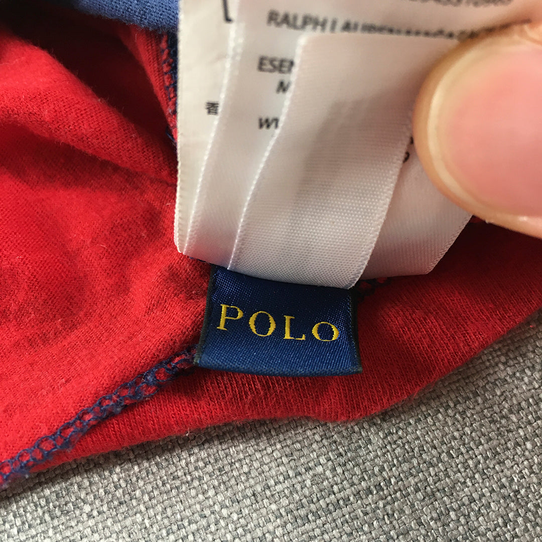 Polo Ralph Lauren Kids Boys T-Shirt Size 4 Blue Big Pony Logo USA Flag Top