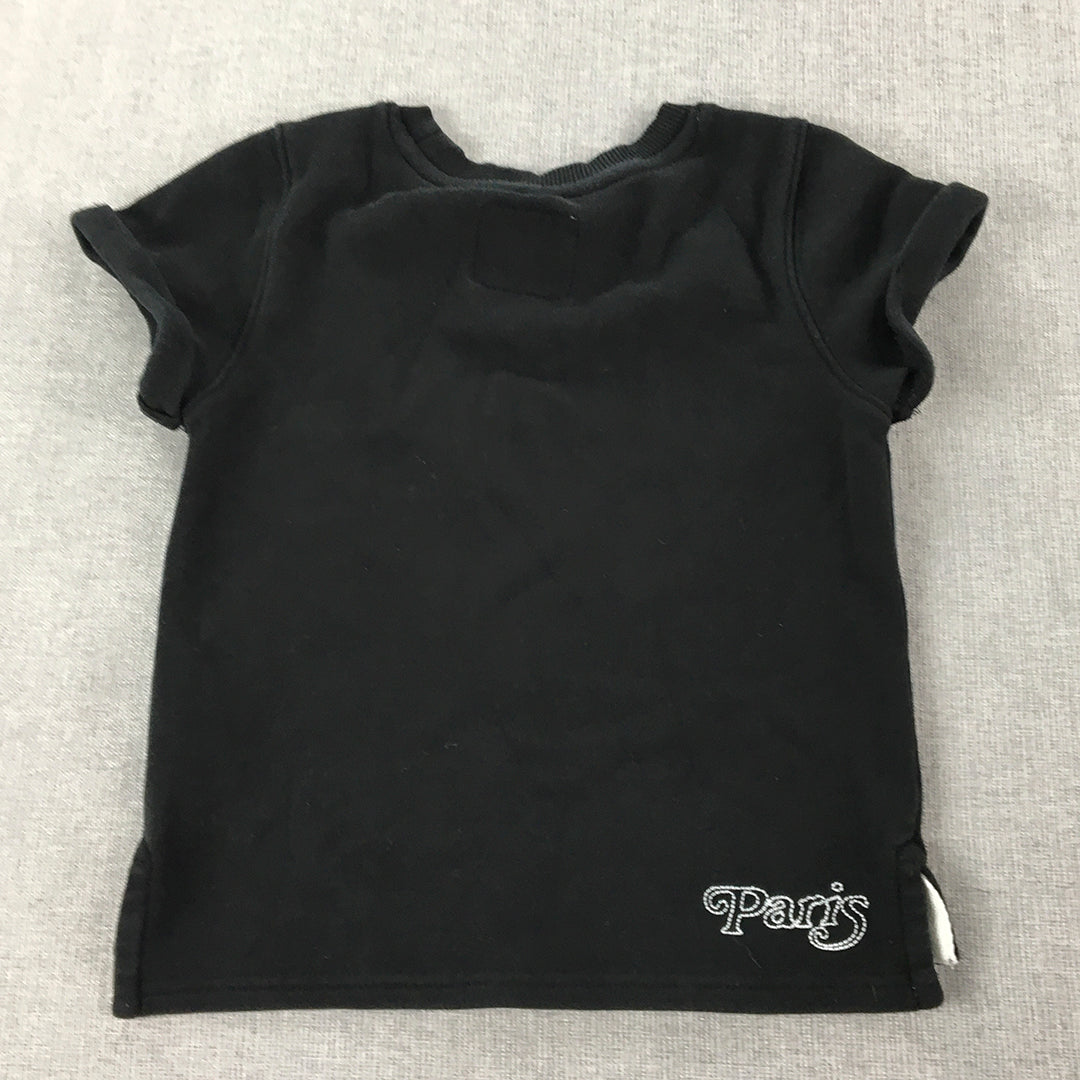 Lil Homme Kids Baby T-Shirt Size 1 - 2 Years Black Logo Short Sleeve Top