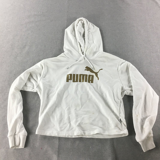 Puma Womens Hoodie Sweater Size XS White Logo Pullover Jumper