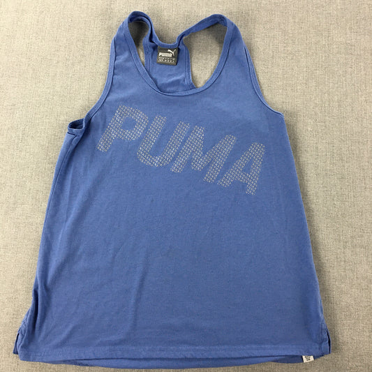 Puma Womens Tank Top Size XS Blue Sleeveless Singlet Shirt Big Logo