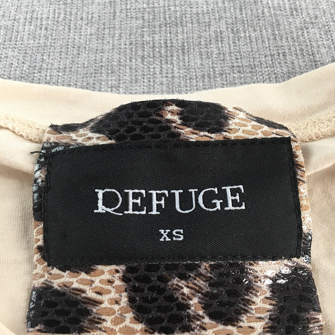 Refuge Womens Tank Top Size XS Cream Beige Embroidered Logo Shirt