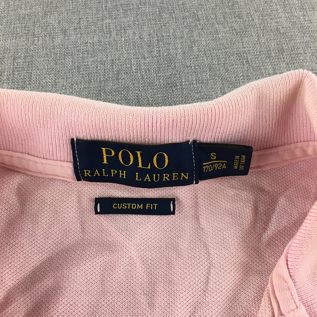 Polo Ralph Lauren Mens Shirt Size S Slim Fit Pink Logo Collared Rugby