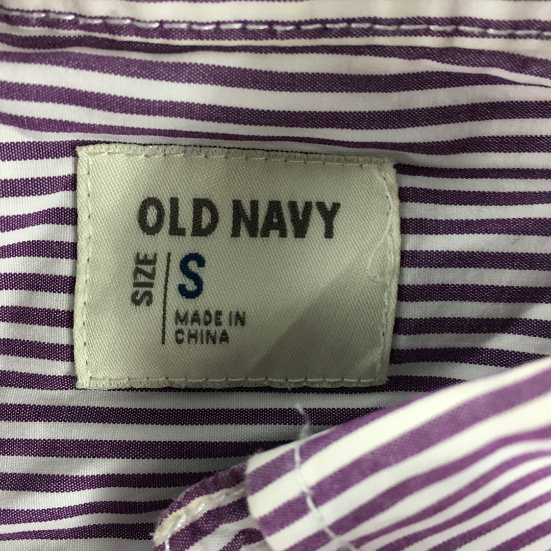 Old Navy Mens Shirt Size S Purple Striped Long Sleeve Button-Up Pocket