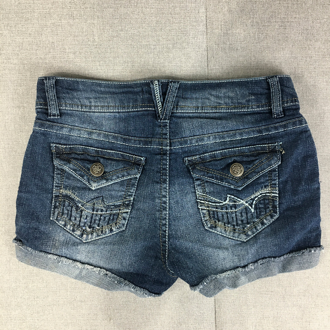 Wall Flower Womens Denim Shorts Size 9 (W29) Blue Clawmark Bermuda