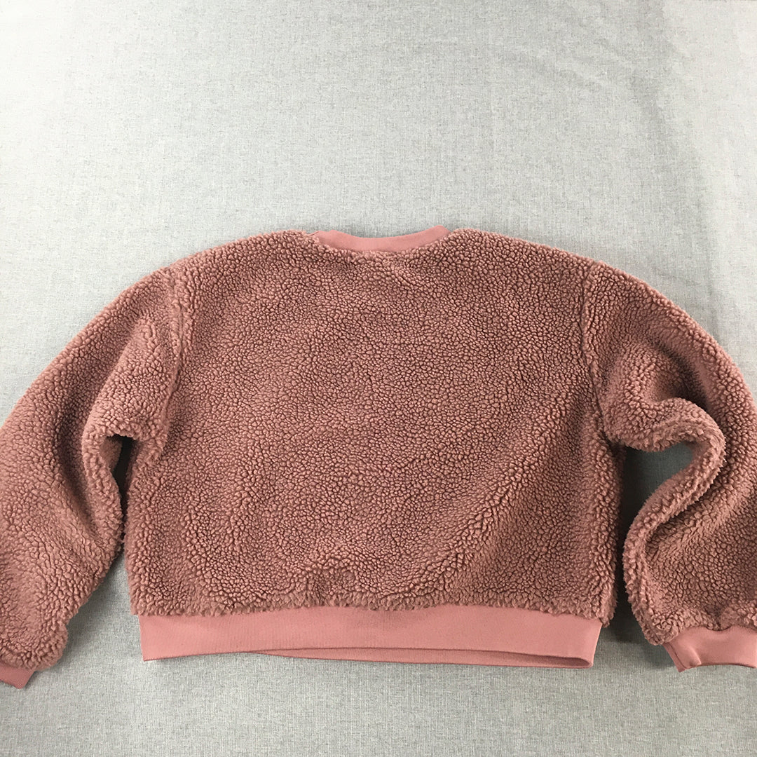 Calli Womens Fleece Sweater Size 14 Pink Crew Neck Pullover Jumper