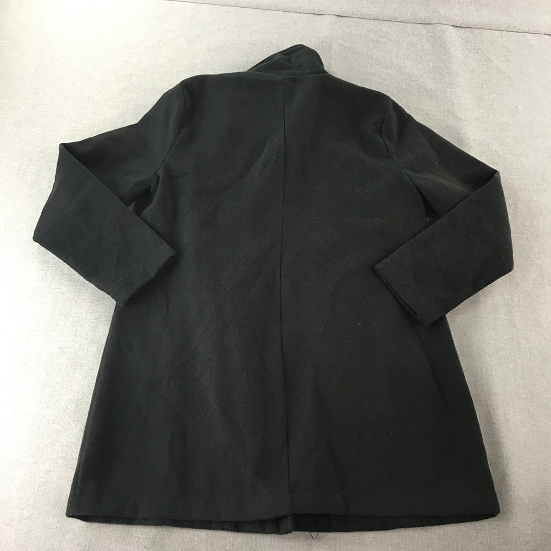 Sass Womens Jacket Size 14 Black Asymmetrical Zip Collared Pockets Coat