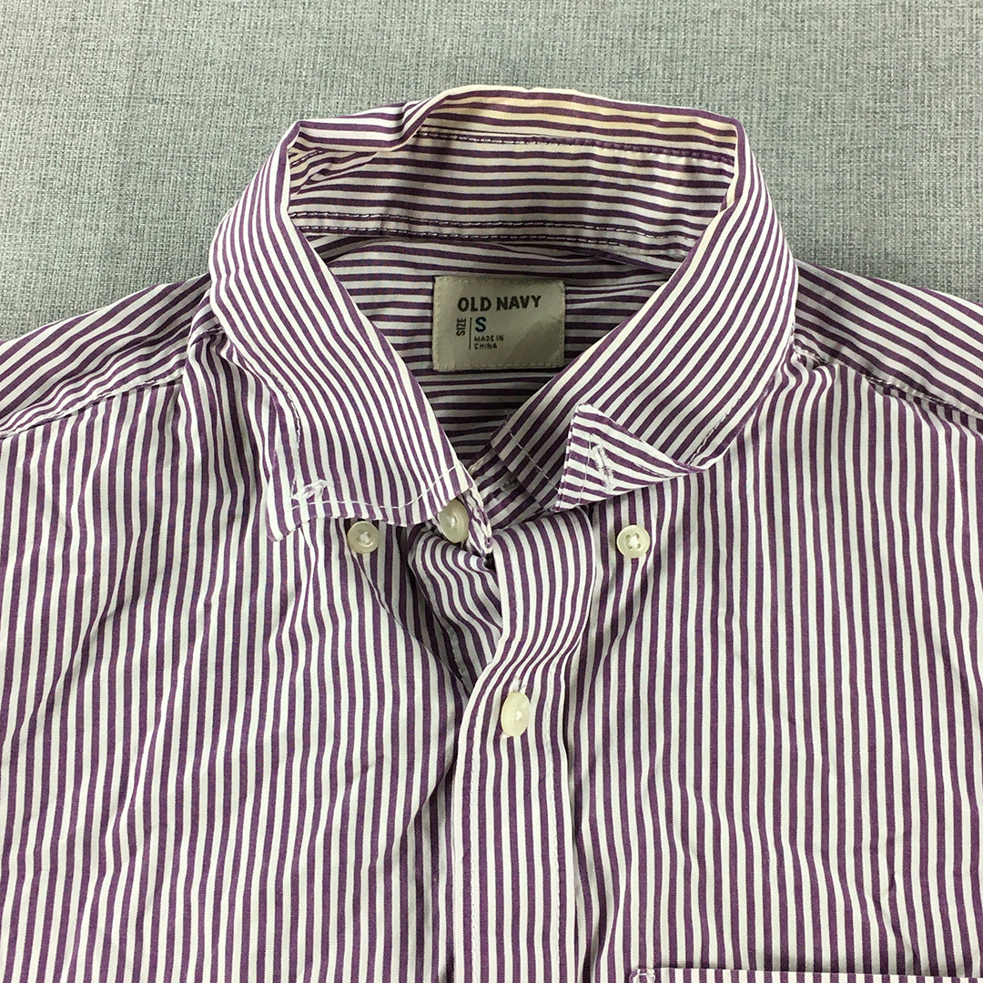 Old Navy Mens Shirt Size S Purple Striped Long Sleeve Button-Up Pocket