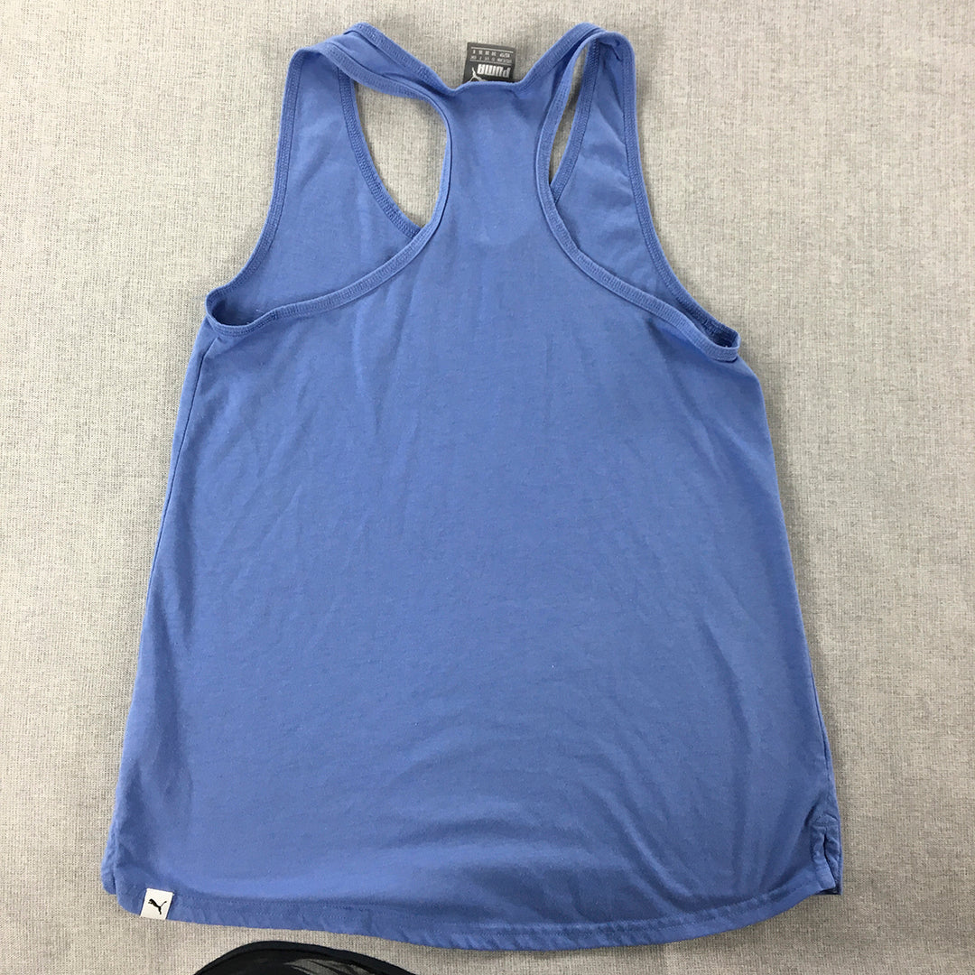 Puma Womens Tank Top Size XS Blue Sleeveless Singlet Shirt Big Logo