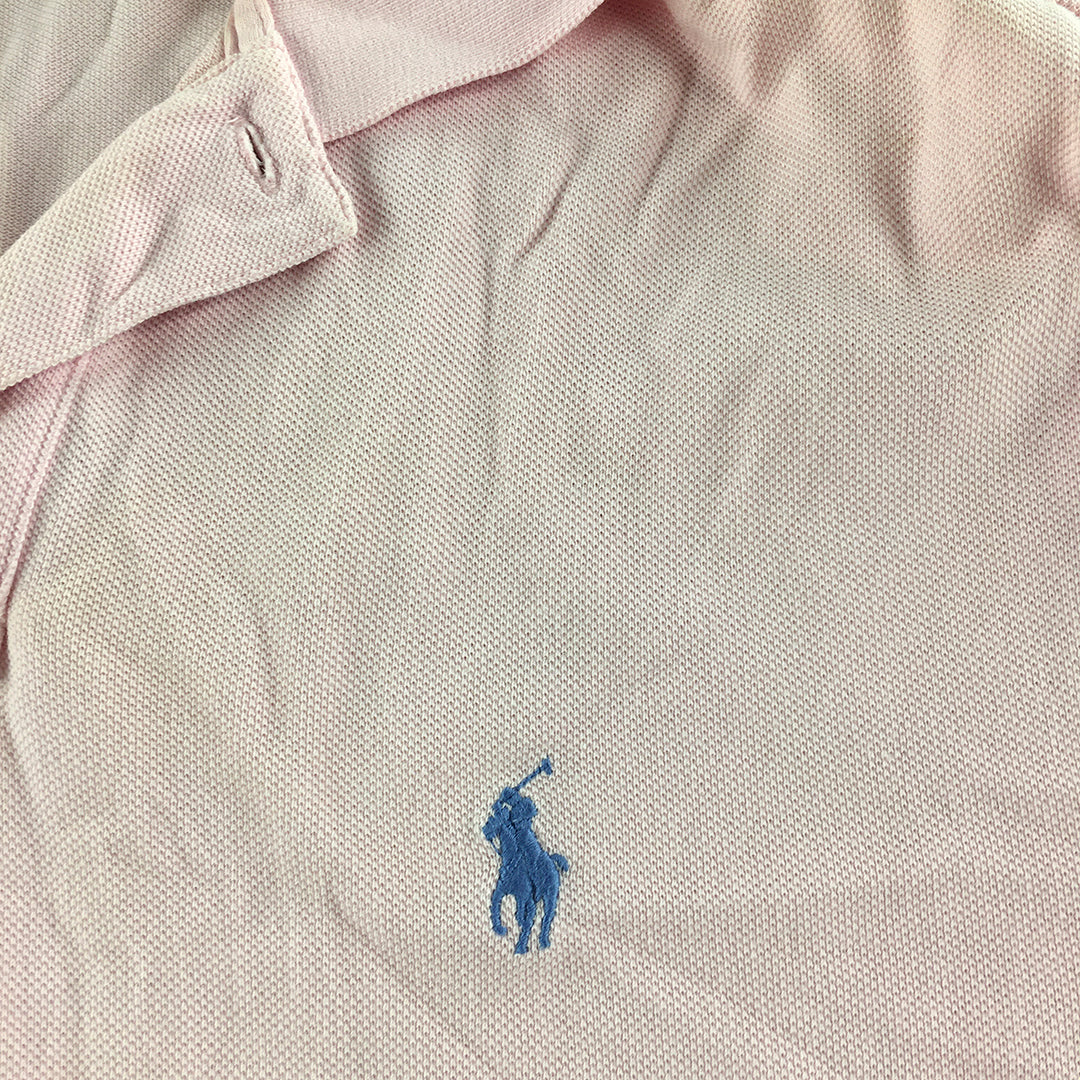 Polo Ralph Lauren Mens Shirt Size S Slim Fit Pink Logo Collared Rugby