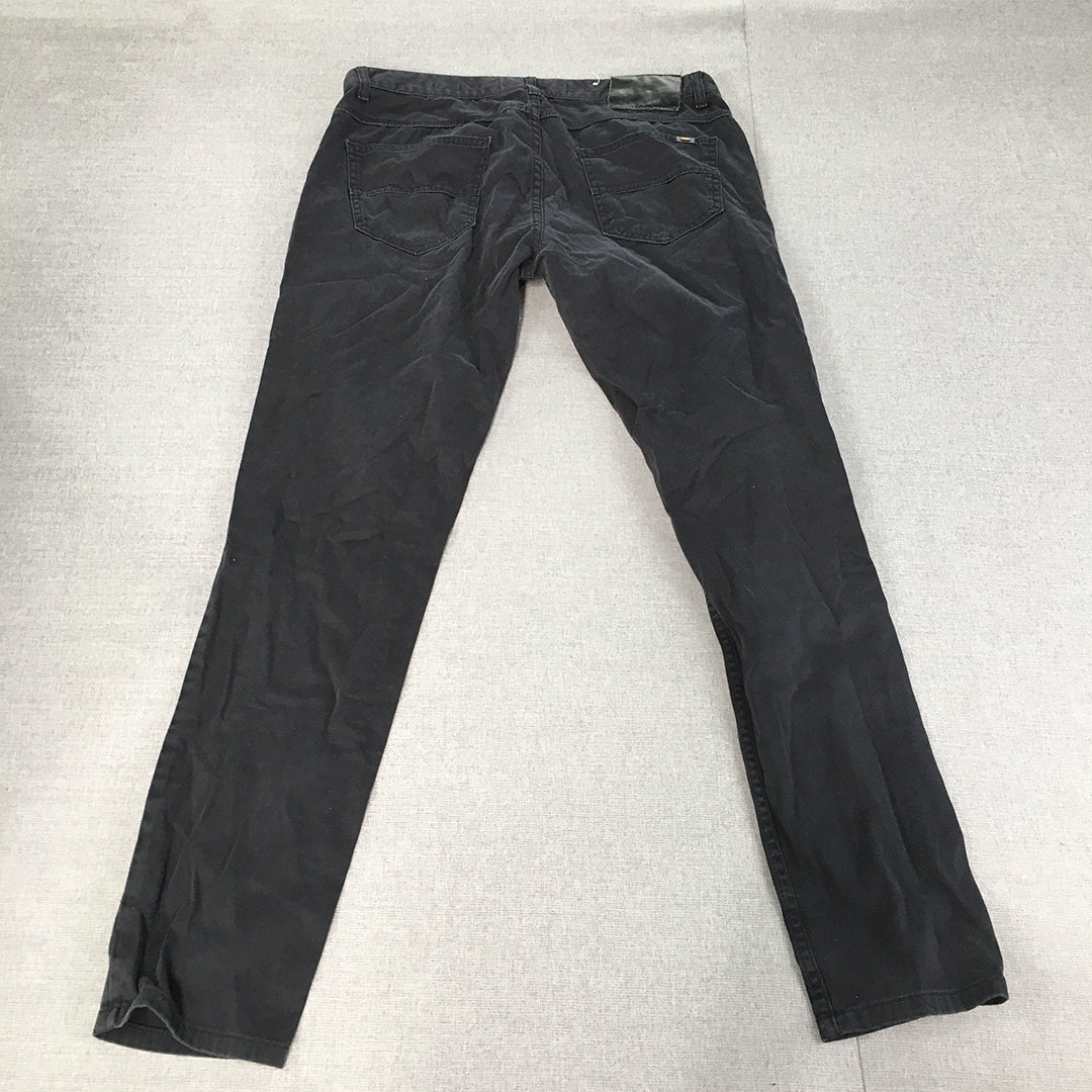 Zara Mens Chino Pants Size 34 Navy Blue Skinny Fit Pockets Trousers