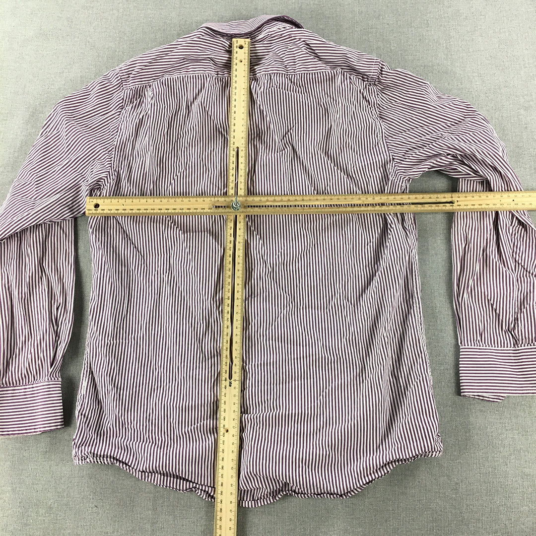 Old Navy Mens Shirt Size S Purple Striped Long Sleeve Button-Up Pocket