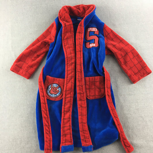 Spider-Man Kids Boys Dressing Gown Size 5 Blue Red Tie-Up Sleepwear