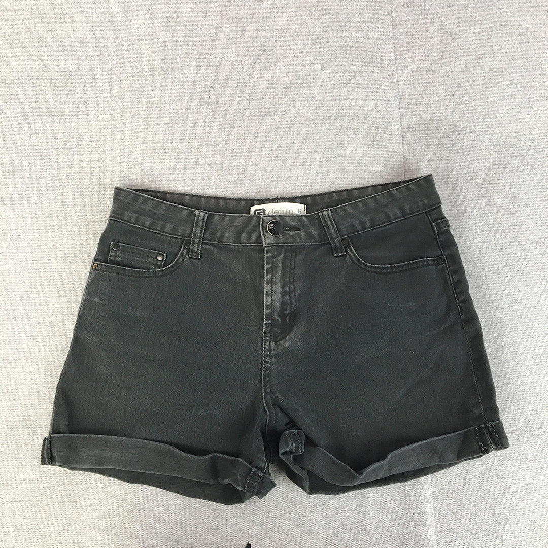 G Denim Womens Shorts Size 12 Black Dark Wash Bermuda Pockets