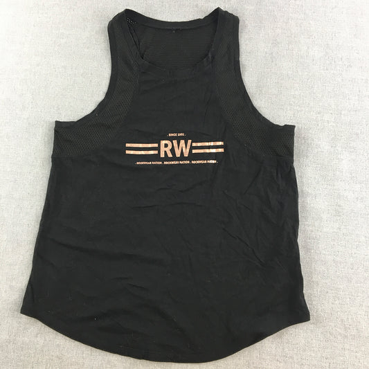 Rock Wear Womens Tank Top Size 8 Black Logo Sleeveless Shirt